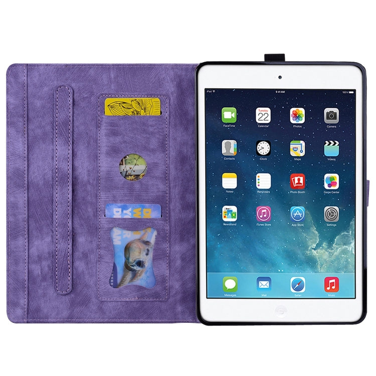 For iPad mini 5 / 4 / 3 / 2 / 1 Cartoon Sakura Cat Embossed Smart Leather Tablet Case(Purple) by bashfashion