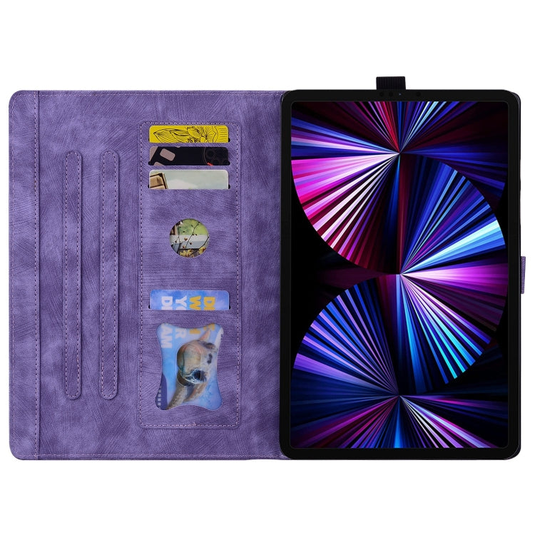 For iPad 10.2 2021 / 10.5 2019 Cartoon Sakura Cat Embossed Smart Leather Tablet Case(Purple) by bashfashion