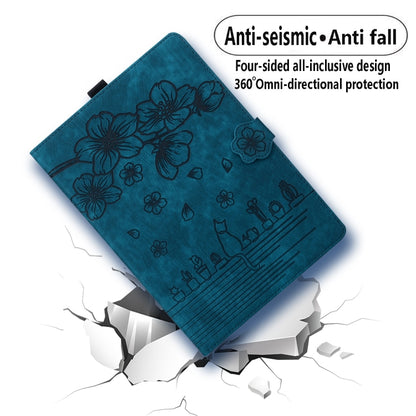For iPad Pro 9.7 / 9.7 2018 / 2017 Cartoon Sakura Cat Embossed Smart Leather Tablet Case(Blue) by bashfashion