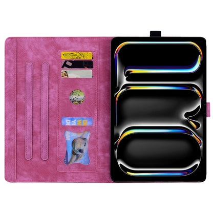 For iPad Pro 11 2025 / 2024 Cartoon Sakura Cat Embossed Smart Leather Tablet Case(Rose Red) by bashfashion