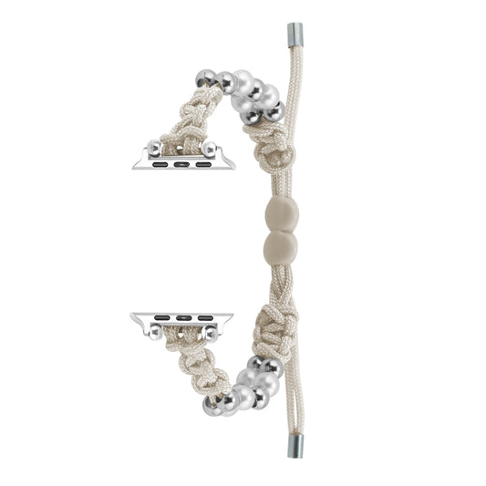 For Apple Watch SE 40mm Paracord Row Beads Drawstring Braided Watch Band(White) by bashfashion