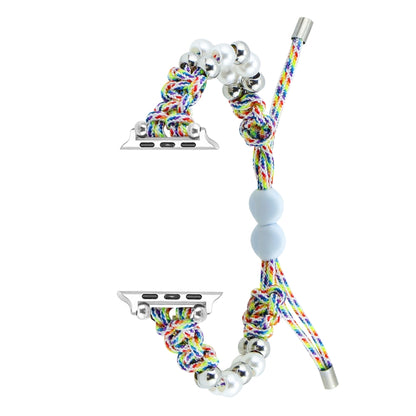 For Apple Watch SE 40mm Paracord Row Beads Drawstring Braided Watch Band(Rainbow) by bashfashion