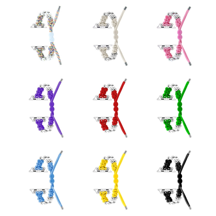 For Apple Watch SE 2023 40mm Paracord Row Beads Drawstring Braided Watch Band(Black) by bashfashion