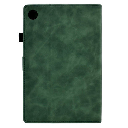 For Samsung Galaxy Tab A11 / A9 Embossed Smile Flip Smart Leather Tablet Case(Green) by bashfashion