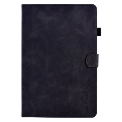 For Samsung Galaxy Tab A11+ / A9+ Embossed Smile Flip Smart Leather Tablet Case(Black) by bashfashion