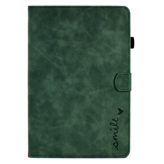 For Samsung Galaxy Tab A11+ / A9+ Embossed Smile Flip Smart Leather Tablet Case(Green) by bashfashion