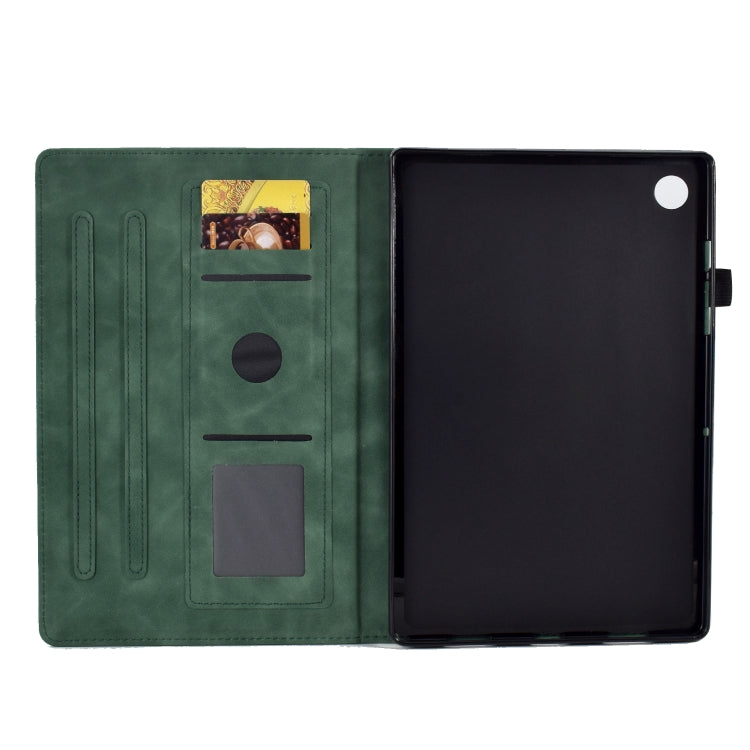 For Samsung Galaxy Tab A11+ / A9+ Embossed Smile Flip Smart Leather Tablet Case(Green) by bashfashion