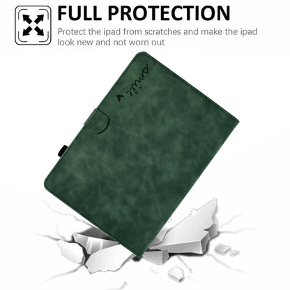 For Samsung Galaxy Tab A11+ / A9+ Embossed Smile Flip Smart Leather Tablet Case(Green) by bashfashion