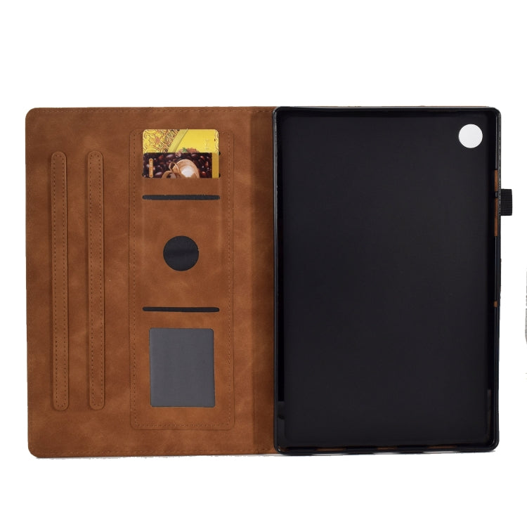 For Samsung Galaxy Tab A11+ / A9+ Embossed Smile Flip Smart Leather Tablet Case(Brown) by bashfashion