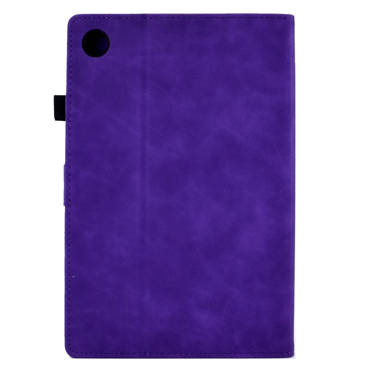 For Samsung Galaxy Tab A11+ / A9+ Embossed Smile Flip Smart Leather Tablet Case(Purple) by bashfashion