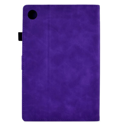 For Samsung Galaxy Tab A11+ / A9+ Embossed Smile Flip Smart Leather Tablet Case(Purple) by bashfashion