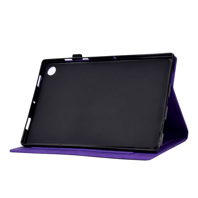 For Samsung Galaxy Tab A11+ / A9+ Embossed Smile Flip Smart Leather Tablet Case(Purple) by bashfashion