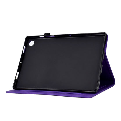 For Samsung Galaxy Tab A11+ / A9+ Embossed Smile Flip Smart Leather Tablet Case(Purple) by bashfashion