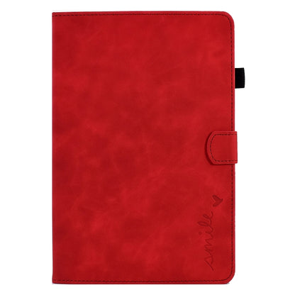 For Samsung Galaxy Tab A11+ / A9+ Embossed Smile Flip Smart Leather Tablet Case(Red) by bashfashion