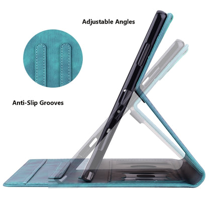 For Samsung Galaxy Tab A11 / A9 Cartoon Sakura Cat Embossed Leather Tablet Case(Green) by bashfashion