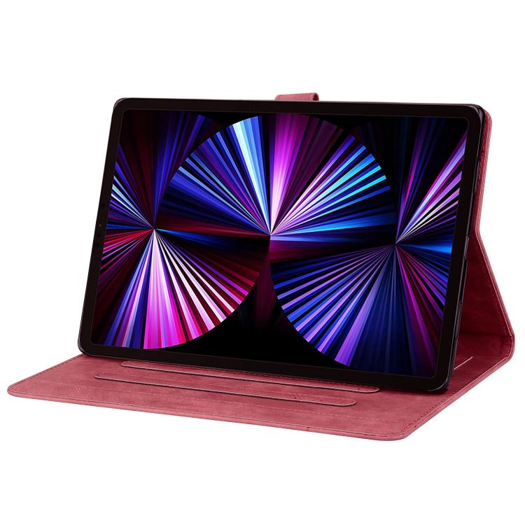 For Samsung Galaxy Tab S10 FE+ Cartoon Sakura Cat Embossed Leather Tablet Case(Red) by bashfashion