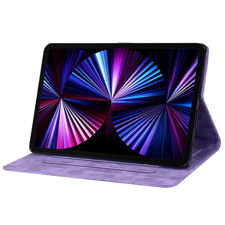 For Samsung Galaxy Tab S10 FE+ Cartoon Sakura Cat Embossed Leather Tablet Case(Purple) by bashfashion