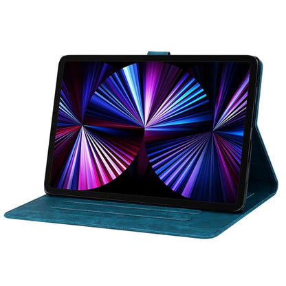 For Samsung Galaxy Tab S10 FE+ Cartoon Sakura Cat Embossed Leather Tablet Case(Blue) by bashfashion