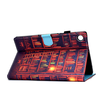 For Samsung Galaxy Tab A11 / A9 Colored Drawing Stitching Horizontal Flip Tablet Leather Case(Bookshelf) by bashfashion