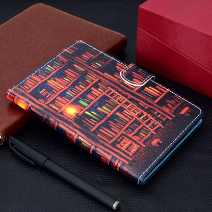 For Samsung Galaxy Tab A11 / A9 Colored Drawing Stitching Horizontal Flip Tablet Leather Case(Bookshelf) by bashfashion