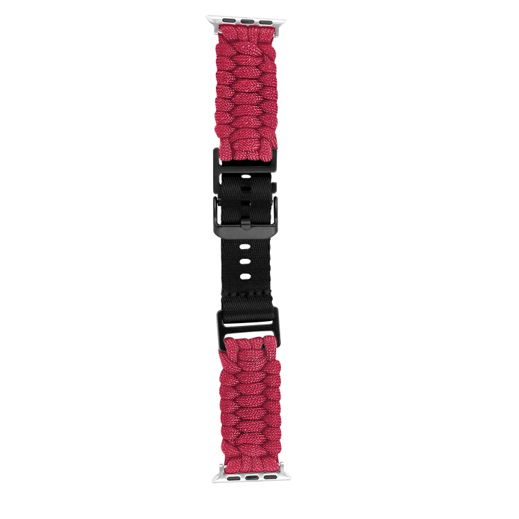 For Apple Watch SE 2023 44mm Paracord Plain Braided Webbing Buckle Watch Band(Red) by bashfashion