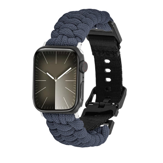 For Apple Watch SE 2023 44mm Paracord Plain Braided Webbing Buckle Watch Band(Grey) by bashfashion