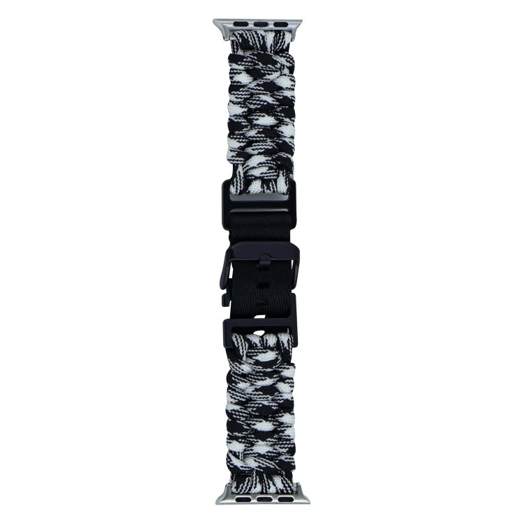 For Apple Watch SE 2023 40mm Paracord Plain Braided Webbing Buckle Watch Band(Black White) by bashfashion