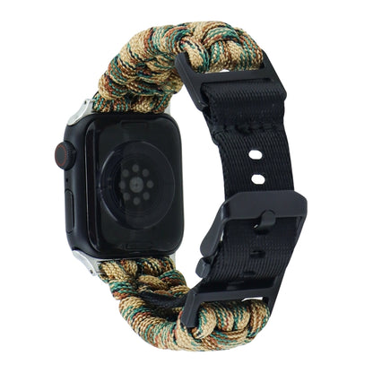 For Apple Watch Series 9 45mm Paracord Plain Braided Webbing Buckle Watch Band(Army Green Camouflage) by bashfashion
