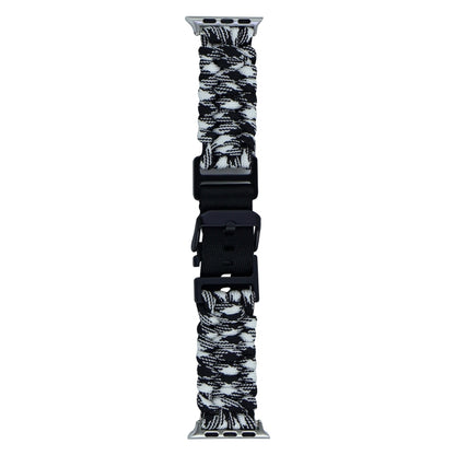 For Apple Watch Series 9 41mm Paracord Plain Braided Webbing Buckle Watch Band(Black White) by bashfashion