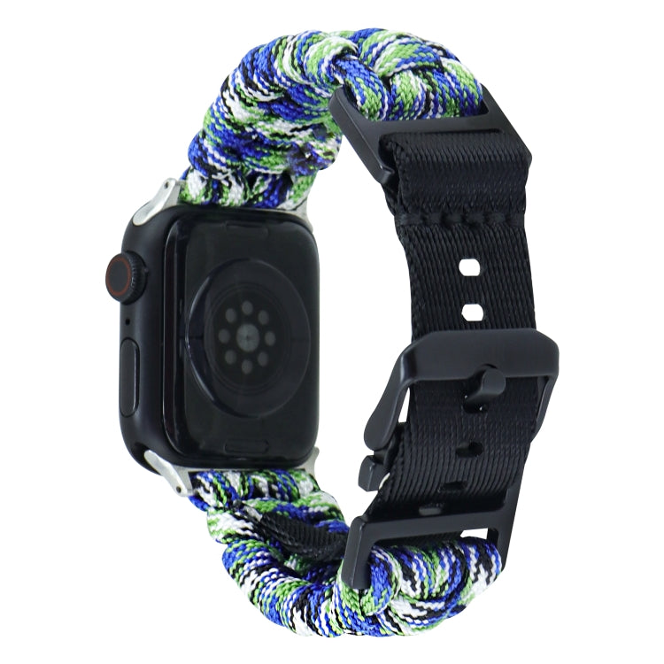 For Apple Watch Series 8 41mm Paracord Plain Braided Webbing Buckle Watch Band(Blue Green) by bashfashion