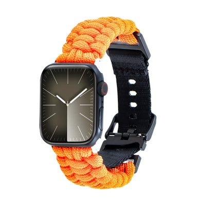 For Apple Watch Series 8 45mm Paracord Plain Braided Webbing Buckle Watch Band(Orange) by bashfashion
