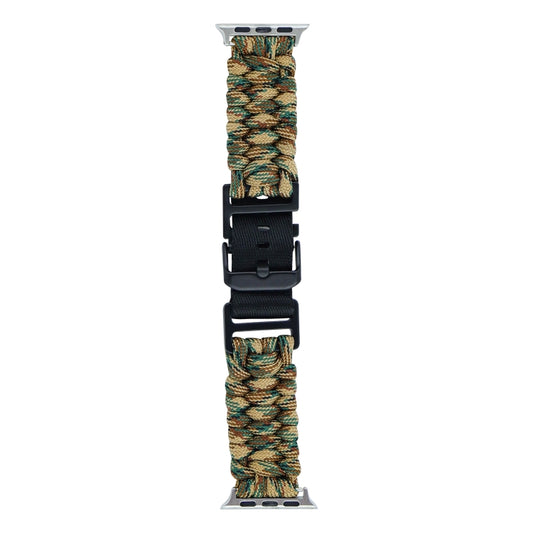 For Apple Watch SE 2022 40mm Paracord Plain Braided Webbing Buckle Watch Band(Army Green Camouflage) by bashfashion