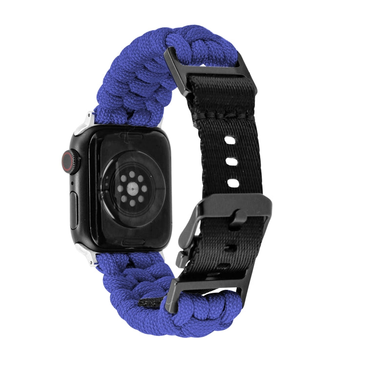 For Apple Watch SE 2022 44mm Paracord Plain Braided Webbing Buckle Watch Band(Blue) by bashfashion