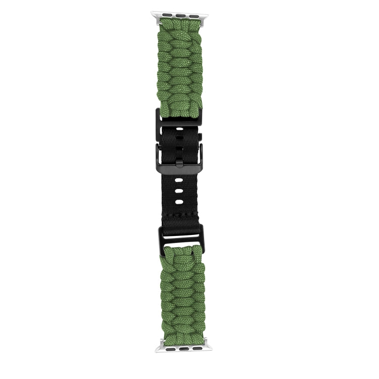 For Apple Watch SE 2022 44mm Paracord Plain Braided Webbing Buckle Watch Band(Army Green) by bashfashion