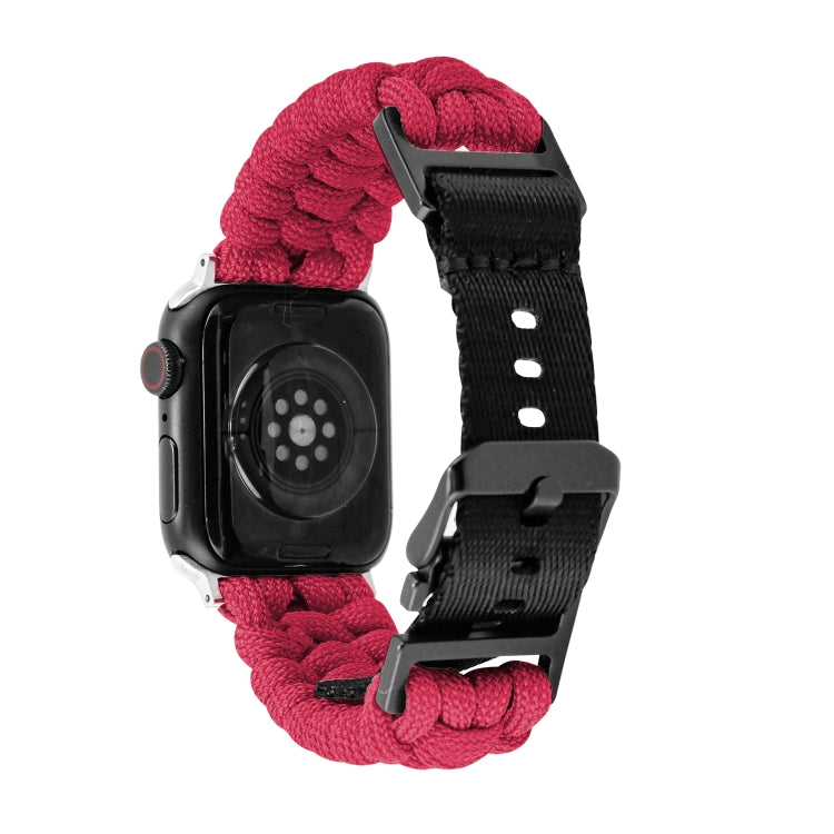 For Apple Watch Series 7 41mm Paracord Plain Braided Webbing Buckle Watch Band(Red) by bashfashion