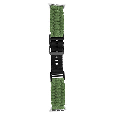 For Apple Watch SE 44mm Paracord Plain Braided Webbing Buckle Watch Band(Army Green) by bashfashion