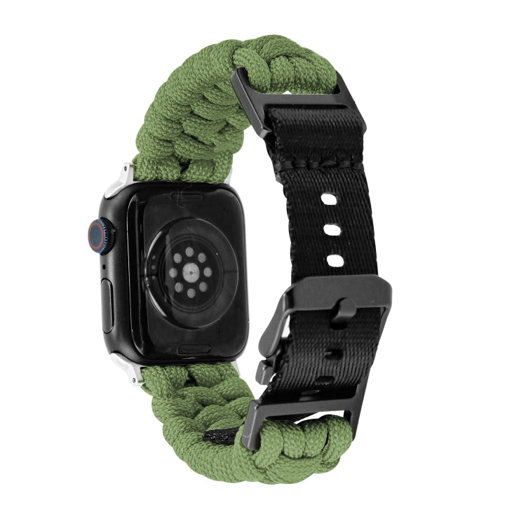 For Apple Watch Series 6 40mm Paracord Plain Braided Webbing Buckle Watch Band(Army Green) by bashfashion