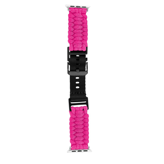 For Apple Watch Series 6 40mm Paracord Plain Braided Webbing Buckle Watch Band(Rose Red) by bashfashion