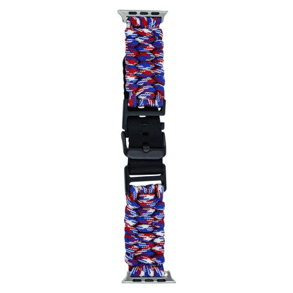 For Apple Watch Series 6 40mm Paracord Plain Braided Webbing Buckle Watch Band(Red White Blue) by bashfashion