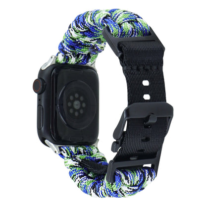 For Apple Watch Series 6 40mm Paracord Plain Braided Webbing Buckle Watch Band(Blue Green) by bashfashion