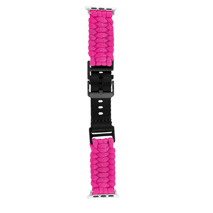For Apple Watch Series 5 44mm Paracord Plain Braided Webbing Buckle Watch Band(Rose Red) by bashfashion