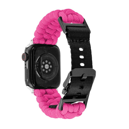 For Apple Watch Series 5 44mm Paracord Plain Braided Webbing Buckle Watch Band(Rose Red) by bashfashion