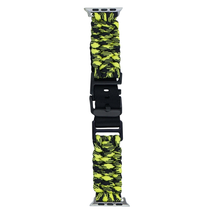 For Apple Watch Series 5 44mm Paracord Plain Braided Webbing Buckle Watch Band(Black Yellow) by bashfashion