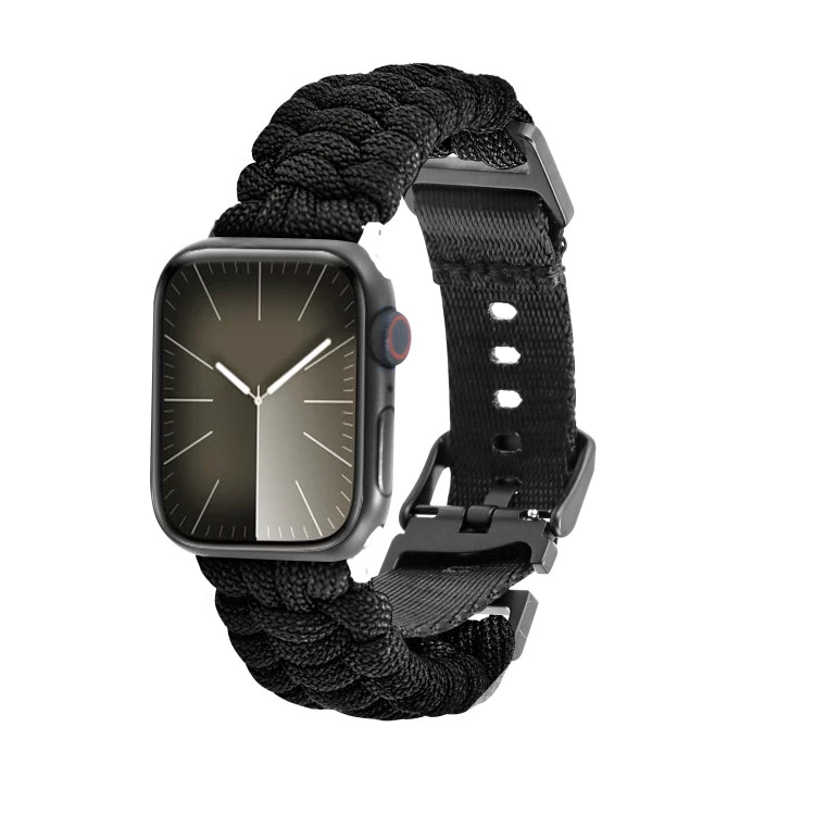 For Apple Watch Series 5 40mm Paracord Plain Braided Webbing Buckle Watch Band(Black) by bashfashion