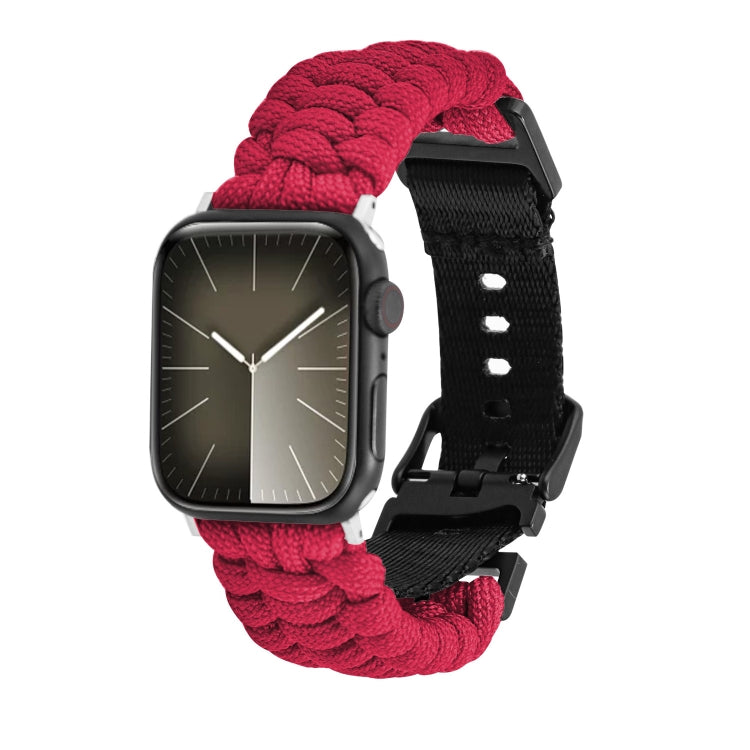 For Apple Watch Series 5 40mm Paracord Plain Braided Webbing Buckle Watch Band(Red) by bashfashion