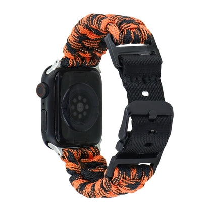 For Apple Watch Series 5 40mm Paracord Plain Braided Webbing Buckle Watch Band(Black Orange) by bashfashion