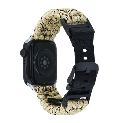 For Apple Watch Series 5 40mm Paracord Plain Braided Webbing Buckle Watch Band(Khaki Camouflage) by bashfashion