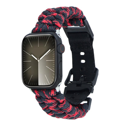 For Apple Watch Series 4 40mm Paracord Plain Braided Webbing Buckle Watch Band(Black Red) by bashfashion