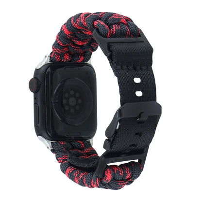 For Apple Watch Series 4 40mm Paracord Plain Braided Webbing Buckle Watch Band(Black Red) by bashfashion
