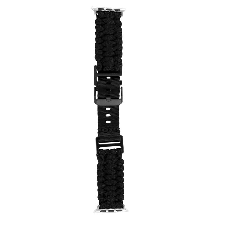 For Apple Watch Series 3 38mm Paracord Plain Braided Webbing Buckle Watch Band(Black) by bashfashion